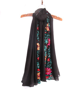 Foulard uni en Viscose florale brodée, Foulard en coton imprimé Bandana indien, Foulard doux, casquette Hijab musulmane - Product Image 3
