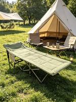 Lit de camp pliant portable à 14 pieds en acier pour bureau, sieste et soins, avec rembourrage supplémentaire et largeur élargie
