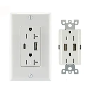 Port Power Outlets type c wall socket USA US standard 15 AMP USB receptacle GFCI 20 amp gfci outlet weather resistant