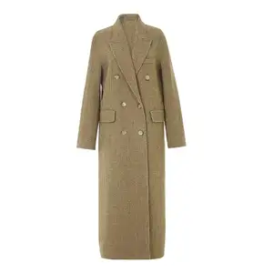 Double-sided wool coat women's 2022 autumn and winter new retro check H-type double-breasted woolen coat
