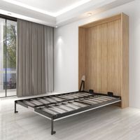 Lits Murphy horizontaux, meubles gain de place pour la maison, lit mural invisible pour petit appartement avec ensemble armoire, lits pliants