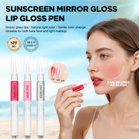 Brillant à lèvres longue tenue scintillant SPF, marque privée, vente en gros, rose, à base de plantes, protection solaire