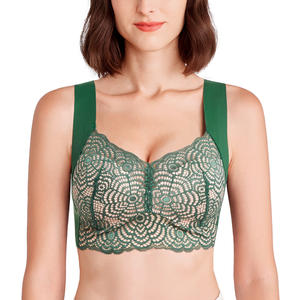 Soutiens-gorge en dentelle grande taille pour femmes, sans armatures, en tissu maillé, lingerie sexy type débardeur, brassière 3/4, sous-vêtements de nuit et de sport pour filles - Product Image 1
