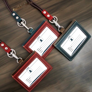 Porta Tarjetas de Identificación de Cuero Vacuno de Primera Calidad con Correa para el Cuello para Tarjetas de Visita Directamente de Fábrica - Product Image 6