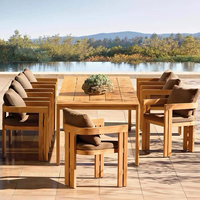 Ensemble table et chaises de salle à manger en teck de luxe pour 6, 8 ou 10 personnes, mobilier de terrasse, jardin, extérieur, pour hôtel et villa