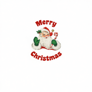 Maglietta a maniche lunghe con Babbo Natale vintage, design tradizionale in tessuto tri-mix - Product Image 2