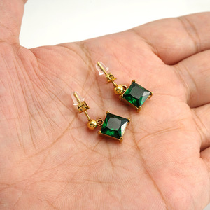 Zogxin Fashion Stud Earrings Geometric Square Zircon Bezel Setting Stainless Steel Party Jewelry - Product Image 2