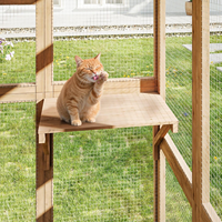 Enclos Moderne en Bois pour Chat, Grand et Stable, avec 3 Plateformes, Revêtement Poudré, Montage Facile, Cage et Abri Extérieur