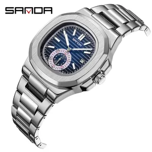 SANDA 7020 accurate comely gents quartz watch low cost Stainless steel band date display special business activity reloj watch