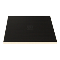 Plateau de table rectangulaire en contreplaqué de luxe, veiné de marbre foncé, avec bordure en laiton, résistant aux taches, pour extérieur