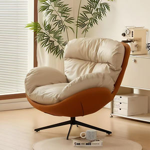 Silla giratoria 360 moderna de cuero sintético con patas de Metal asientos suaves para sala de estar comedor dormitorio hogar Hotel uso - Product Image 2