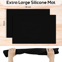 Grand Tapis de Table en Silicone de Qualité Alimentaire, Résistant à la Chaleur, Lavable au Lave-Vaisselle, Noir, 36x24 Pouces
