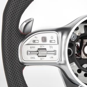 Volant sport en cuir perforé à fond plat avec couvercle de klaxon et palettes de changement de vitesse pour Mercedes A200 B200 C260 E300 <span class=keywords><strong>GLC</strong></span> GLE GLK - Product Image 3