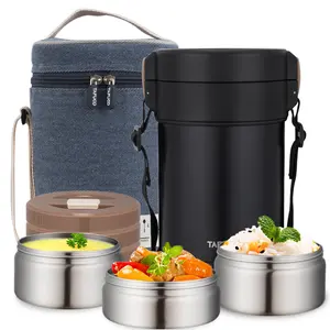 Eco Friendly lunch box Stainless Steel keep hot 24 hours Thermo Lunch Box for food storage container 1.5L 3 Layer