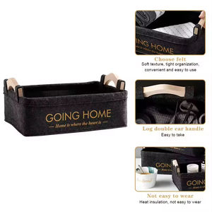 Panier organisateur en feutre avec poignée en bois, pour le rangement de bureau, cosmétiques, maquillage, sous-vêtements, chaussettes, <span class=keywords><strong>soutien</strong></span>-<span class=keywords><strong>gorge</strong></span>, vente en gros, personnalisable - Product Image 3