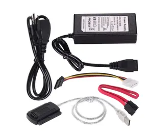 足够的库存热卖SATA PATA IDE驱动器到USB 2.0适配器转换器电缆，用于硬盘2.5 “3.5”，带外部交流电源适配器