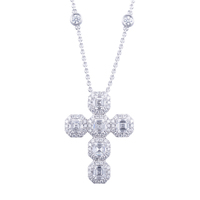 Collier pendentif croix en or 14k 18k avec diamant de laboratoire véritable, bijoux hip-hop Messi Gems pour hommes