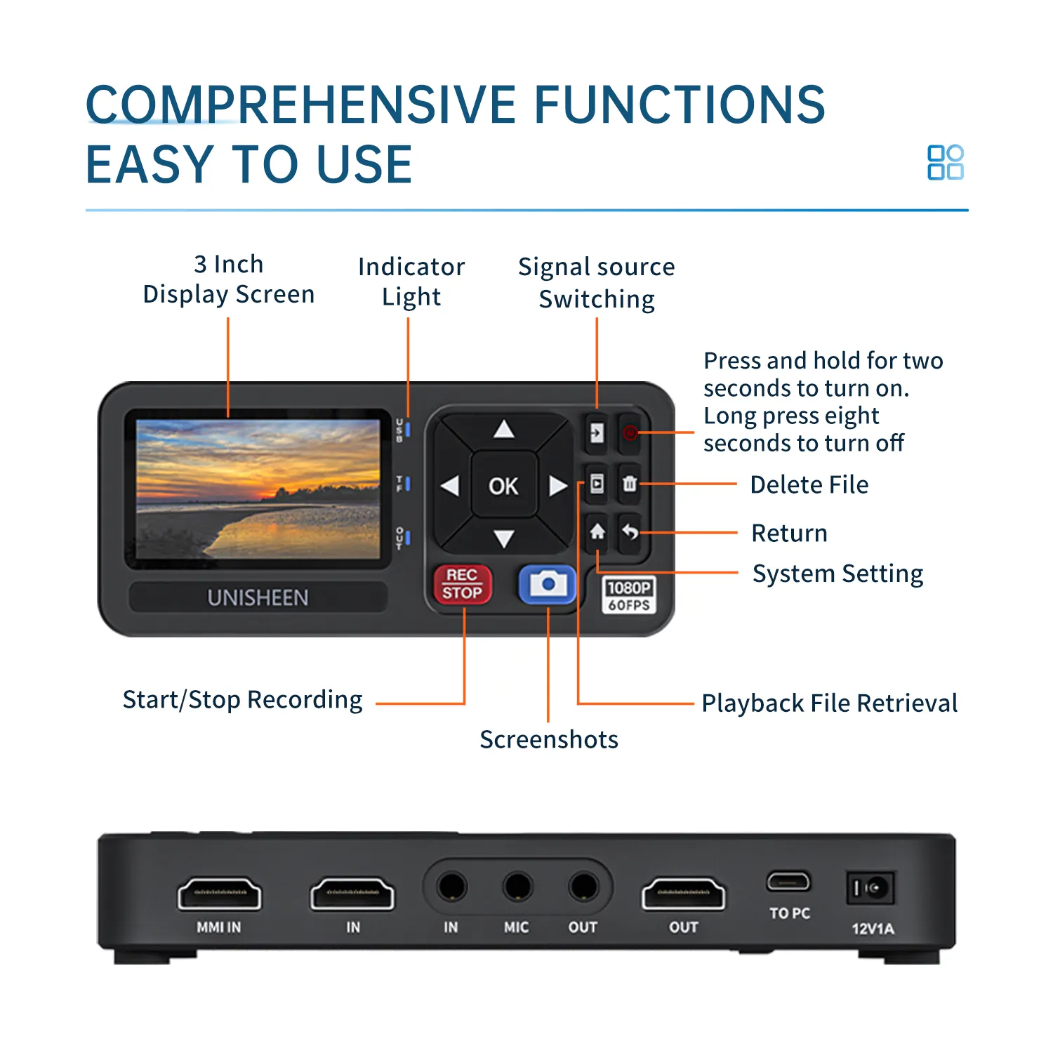 Unisheen Hot HD DVD Video Converter Captura e Stream Vídeo de RCA VHS para Caixa Conversor Digital