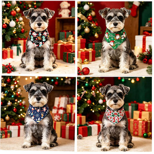 Bandanas triangulaires de Noël pour animaux de compagnie, accessoires pour chiens, chats et chiots, motif graffiti vert, noir, bleu, blanc, en stock - Product Image 1