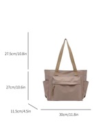 Sac à bandoulière grande capacité pour femme, style japonais, décontracté, pour le quotidien, sac fourre-tout sous le bras, sac en toile zippé pour l'université