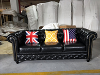Canapé Chesterfield en Cuir Véritable de Luxe Américain, Marron Classique Vintage, Meuble Salon, Ensemble de Canapés à Boutons