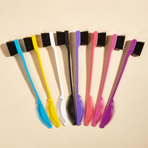 Cepillo de doble punta para peluquería, herramienta de peinado con cerdas para la línea del cabello, para peinar en casa y arreglar las cejas - Product Image 1