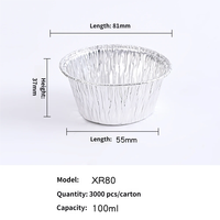 Barquettes jetables en aluminium rondes pour tartes aux œufs, moules en papier d'aluminium pour la cuisson, fournitures de qualité alimentaire, plateau pour tartes aux œufs