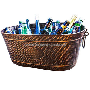 Cubo de hielo de diseño martillado de forma ovalada y bañera de bebidas Enfriador de vino sólido de metal para hotel/restaurante y bares - Product Image 5