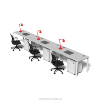 Poste de travail informatique moderne pour 2 personnes avec cloison en acier pour centre d'appels