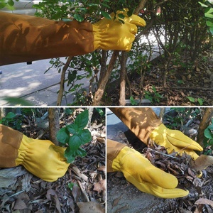 Guantes de piel de cabra de grano Premium, manguitos Extra largos, guante de poda de rosas a prueba de espinas, guantes de jardinería de cuero - Product Image 6