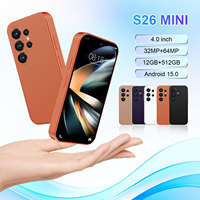 Nuevo Teléfono Inteligente S26 Mini con Sistema Android 15, Pantalla de 4.0 Pulgadas, 5G, 12GB+512GB, Desbloqueo por Reconocimiento Facial, Doble SIM, Portátil