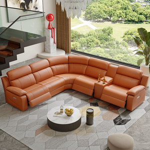 Conjunto de Sillas de Cuero con Estructura Metálica Extensible Moderna para Sala Audiovisual VIP en el Hogar 6882-28, Conjunto de Sillones Reclinables Modernos con Extensión - Product Image 5