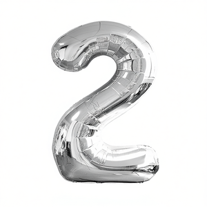 Palloncino Foil Numero 2 Argento Metallizzato Party Love 100cm per Feste di Compleanno Bambini - Product Image 2