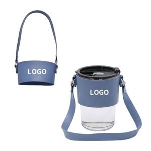 ปลอกแก้วกาแฟ/ชา หนัง PU พิมพ์โลโก้ ปรับขนาดได้ พร้อมสายคล้อง - Product Image 3