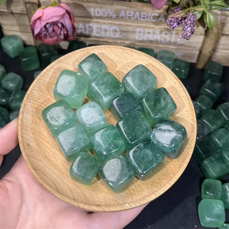 Commercio all'ingrosso cristallo curativo pietra naturale fluorite verde cubo di cristallo cubo per la decorazione
