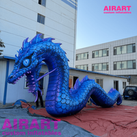 Dragon chinois gonflable géant réaliste bleu, sculpture de dragon oriental texturée sur mesure pour festival en plein air, centre commercial, exposition