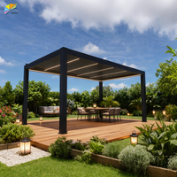 Pergola électrique en aluminium, pavillon extérieur, arche à lamelles, structure métallique thermolaquée, balcon, jardin, gazebo, écologique, nature