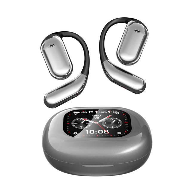 Q16 Pro Open-Ear Wireless Earbuds Touchscreen LCD Display Digital Noise Reduction Non-Noise Cancelling TWS Earphones Headphones