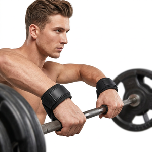 Black Wool Breathable Adjustable Lifting <b>Straps</b> <b>Buckle</b> Closure for Gym Workouts Heavy Duty Wrist Support Fitness Body Building - Product Image 1