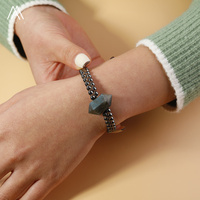 Bracelet rétro en perles d'hématite de 4 mm faites à la main, double pointe, pour hommes et femmes, bijoux de mariage bouddhistes, cadeau