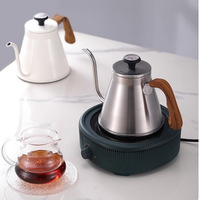 Bouilloire à bec de cygne Kingze avec logo personnalisé, 1000 ml, en acier inoxydable, pour le café à la main, pour la préparation du café par infusion manuelle