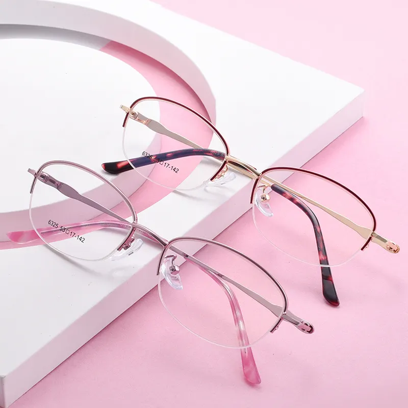 Gafas de lectura de Metal de aleación para mujer, anteojos de media llanta, pequeñas y coloridas, de calidad, venta al por mayor