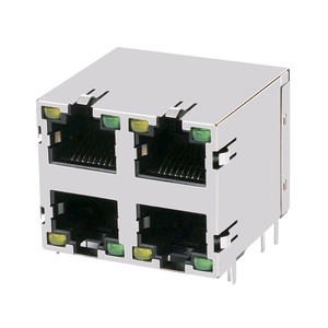 <span class=keywords><strong>RJ45</strong></span> kết nối shielded xếp chồng lên nhau <span class=keywords><strong>2x2</strong></span> 8P8C Modular Jack E5J88-C4AJB2-L - Product Image 1