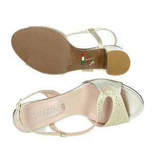 Cinzia <b>Soft</b> Donna Heeled Sandals Platino 35mm Block Heel Women's <b>Shoes</b> - Product Image 6