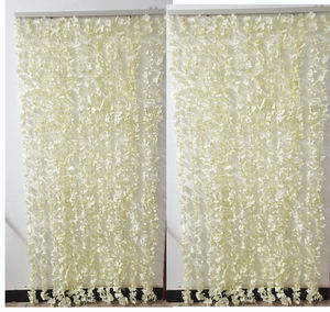 結婚式の生地の花の背景ハンギングフラワーガーランドの背景シルクフラワーガーランド出入り口カーテンルームディバイダー、イベントの背景 - Product Image 2