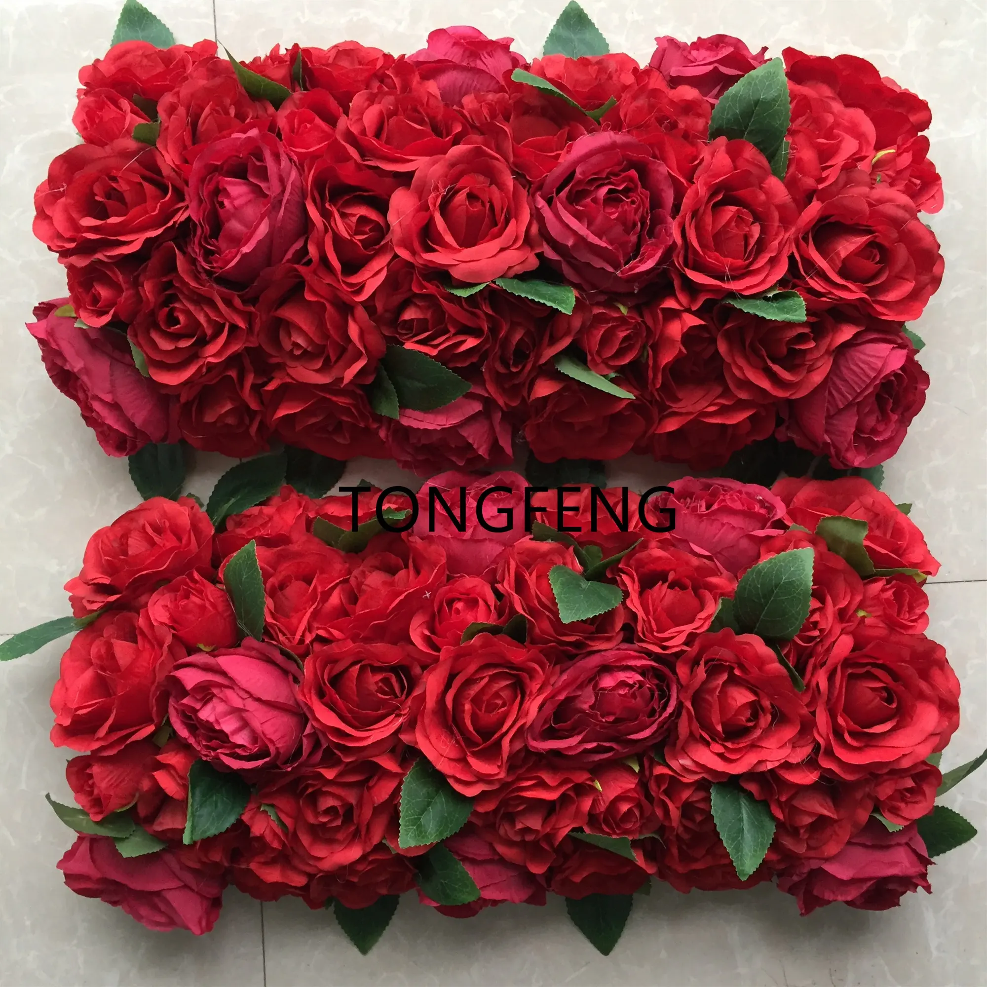 TONGFENG Red Fleurs Artificial Wreaths Plants 3D Backdrop Decorative Flowers Row Panel Runner Arch Party Flower Wall Wedding