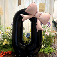 Ballon numérique noir de 40 pouces style arc pour décoration de fête d'anniversaire, accessoires de mise en scène simple pour fille