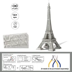 Piececool Nổi Tiếng Landmark Tháp Eiffel Trò Chơi Câu Đố Lớn Thông Minh Lắp Ráp Mô Hình Kim Loại Kit 3D Câu Đố Cho Người Lớn