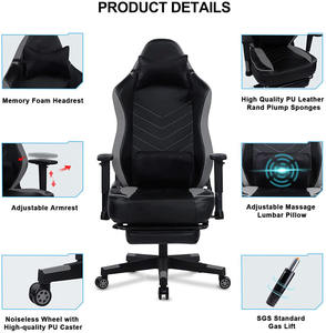 Chaise de jeu de haute qualité, en cuir PU, avec massage, multifonction, plateau multi-inclinaison, chaise de course pour jeux sur ordinateur - Product Image 5