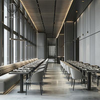 Ensemble de table et chaises carrées pour restaurant, avec banquette rembourrée, pour projet hôtelier moderne Ron Group, mobilier commercial pour hôtel